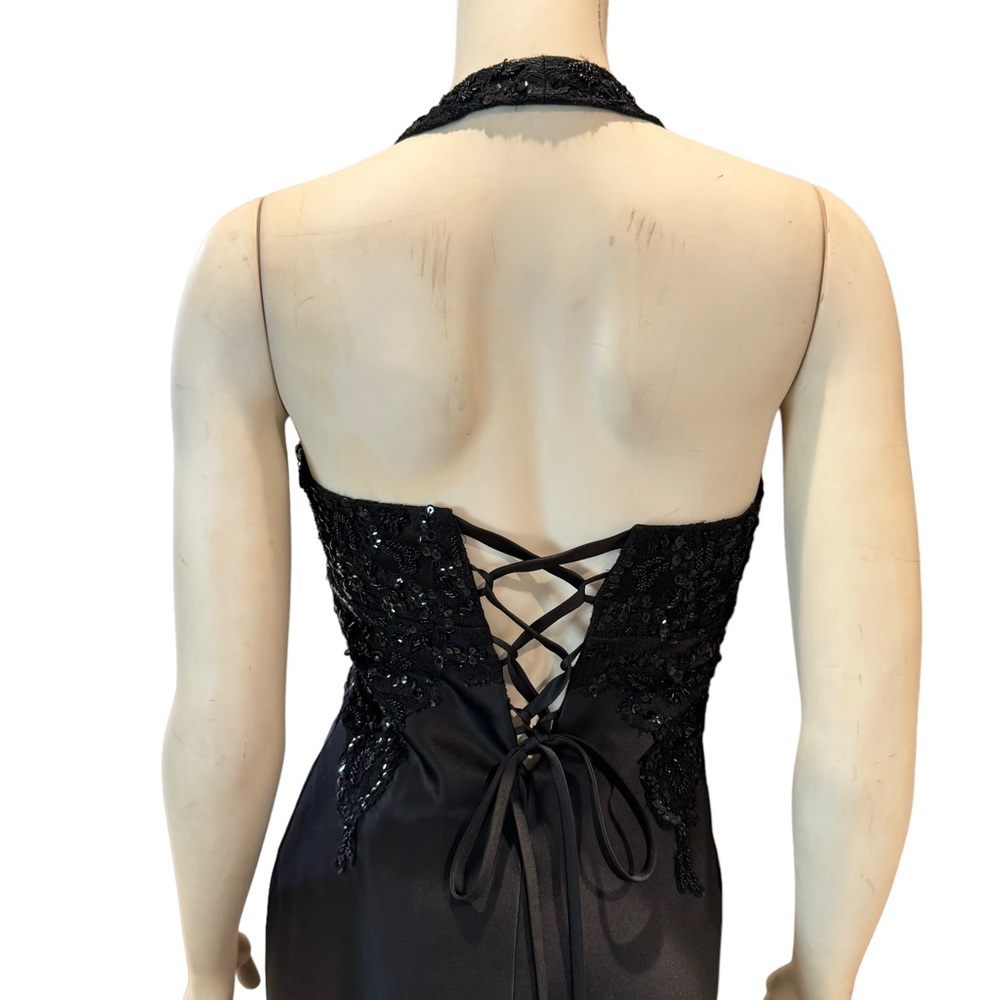 Vintage Beaded and Sequined Satin Halter Corset Gown - Picture 8 of 13